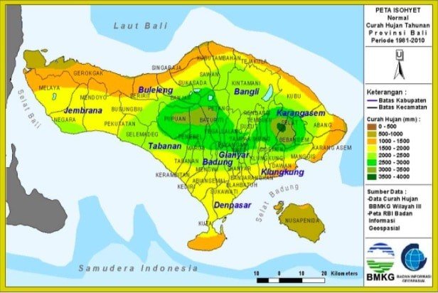 Pluviométrie à Bali