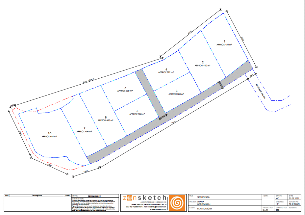 decoupage lots terrain Suana Nusa Penida